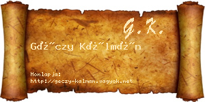 Géczy Kálmán névjegykártya