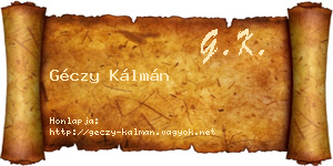 Géczy Kálmán névjegykártya